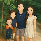 Ghibli anime transformation for Mike P.'s family